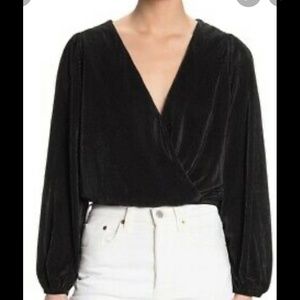 NWOT ASTR the Label black plisse wrap top